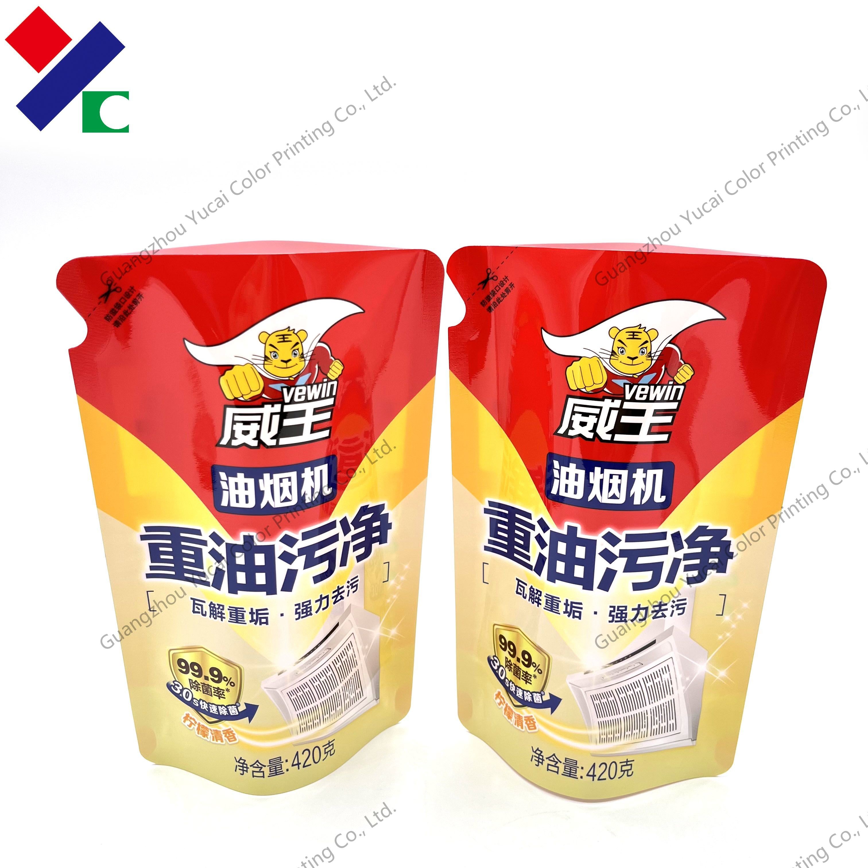 Double Layer Ny Pe Non Leaking Stand Up Pouch Liquid Laundry Detergent 250ml