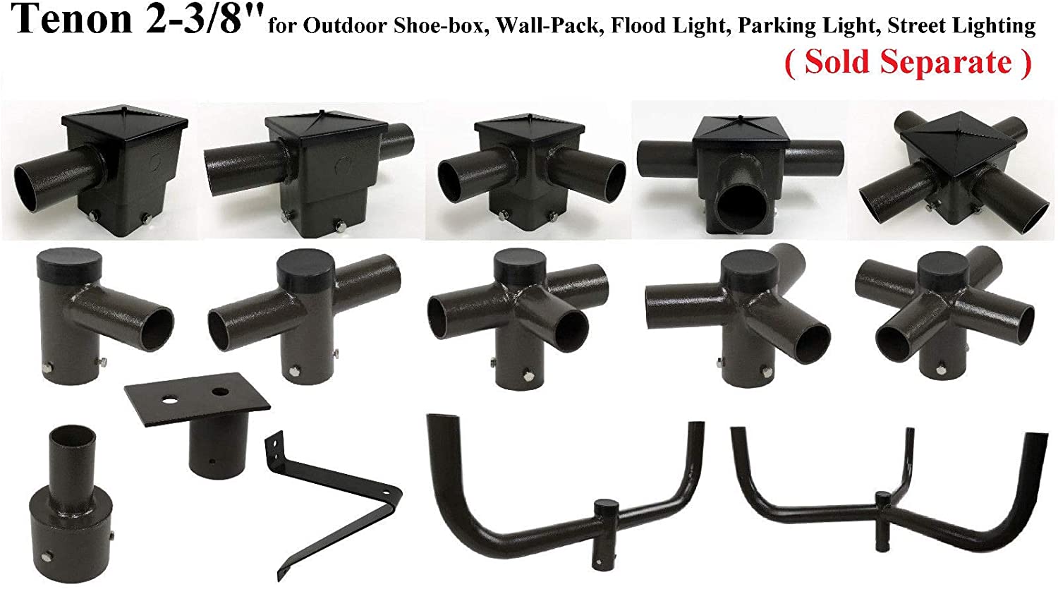 Single-side Bracket Round Tenon Mounting Arm for One LED Shoebox Light Fixture LED