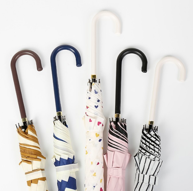 Diameter 105CM Pongee Long Rain Umbrella For Ladies
