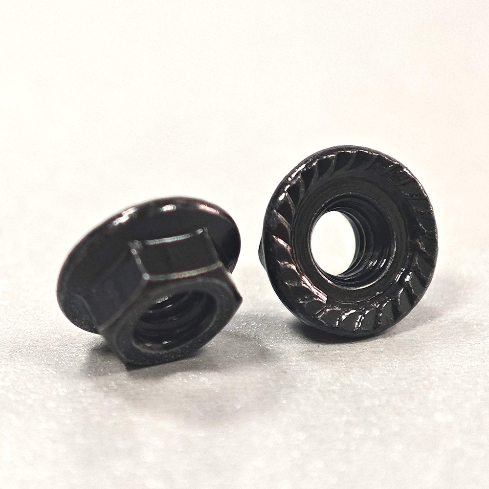 Black Zinc Serrated Hexagon Flange Nuts DIN Standard Imperial Inch Measurement System