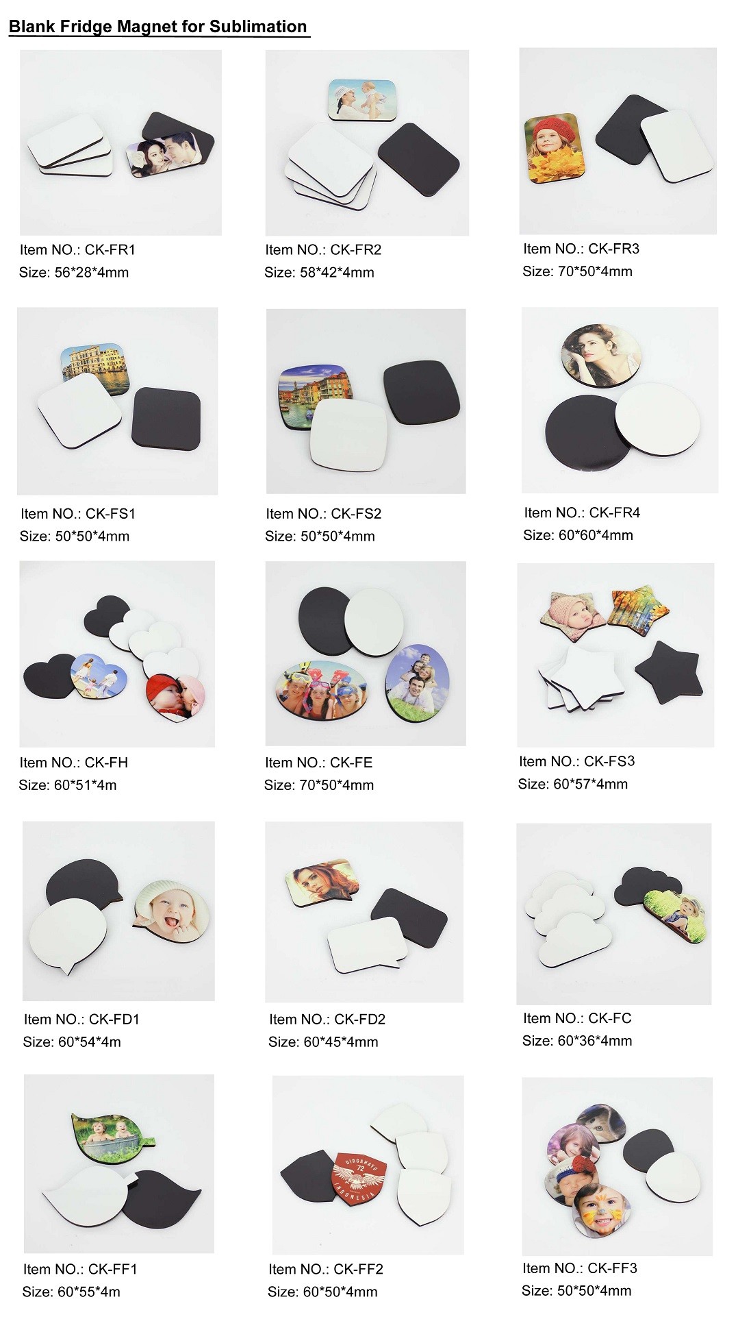 DIY Customized Printing 70*50mm Sublimation Blank Fridge Magnet for Souvenir or Gift