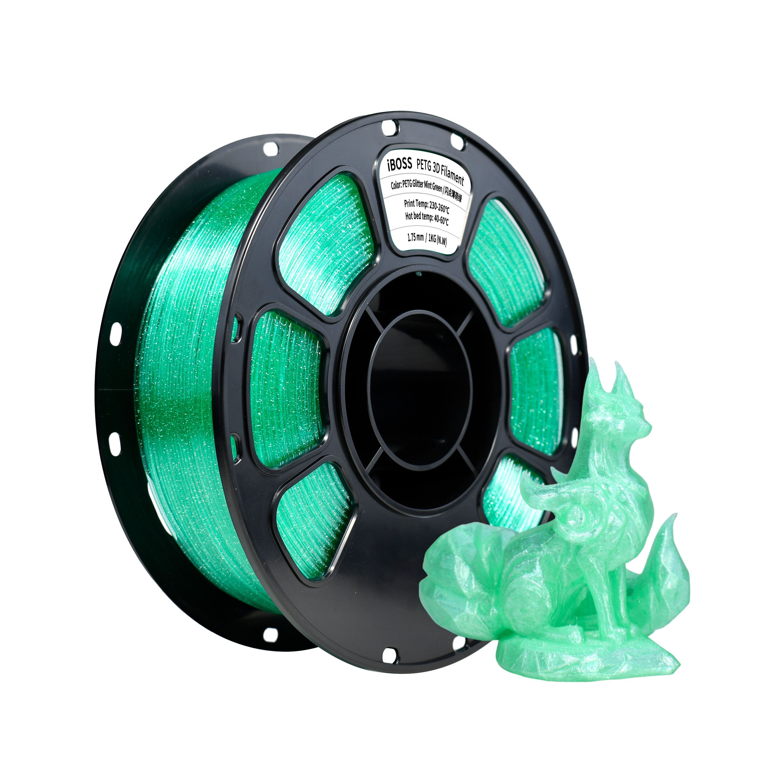 IBOSS 3D Printing Filament Universal 3D Printer Glitter Mint Green 1.75 Mm PETG Filament