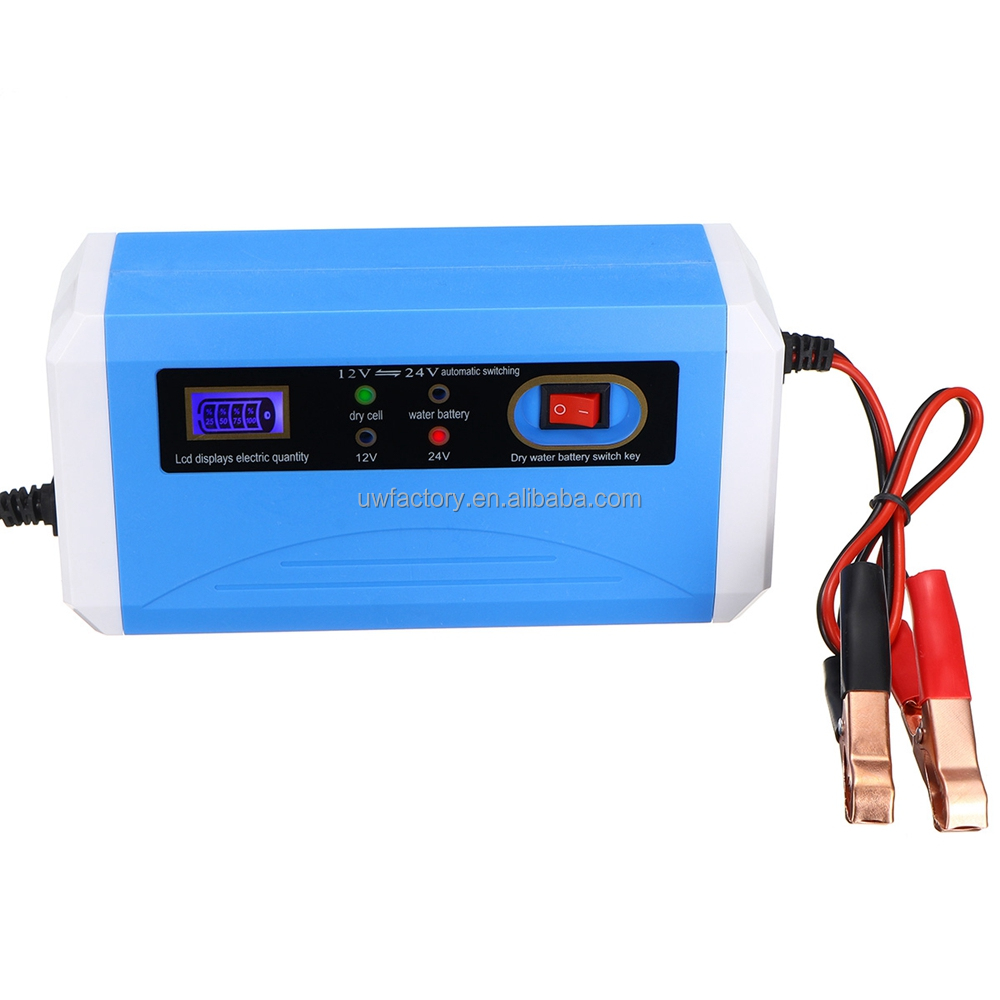 Portable LCD Display 12V/1.25A Automatic Identification Smart Fast Charge Car Battery Charger for Motorcycle Lead-Acid