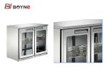Low Voice Beverage Display Fridge , Clear Glass Double Door Catering Fridge