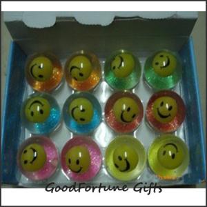 Quality Promotion smile face led flash Bouncy bouncing ball toy printed logo wholesale