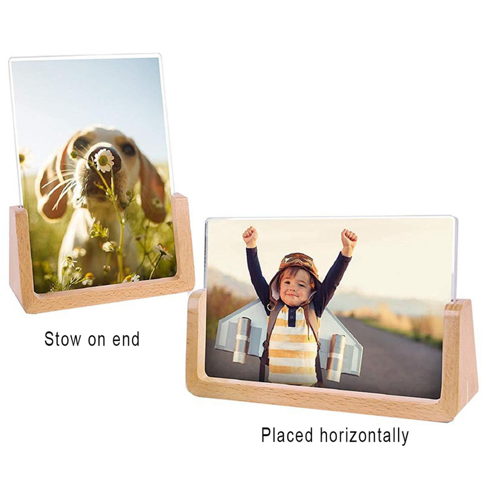 High Quality Simple Design U-Shape Wooden Photo Frame Base Business Card Menu Holder Display Stand