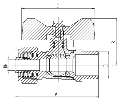 T Handle PN25 dzr ball valve Male With Pipe Connection