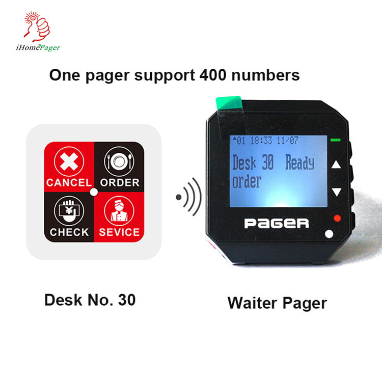 Bank new trendy 433.92mhz black smart wrist alphanumeric watch pager receiver call system