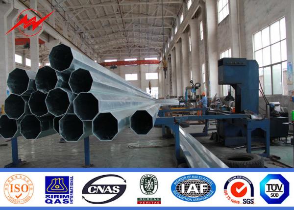 800Dan Galvanized Steel Tubular Pole 14m For Transmission Line Project , 10kv