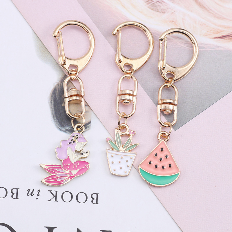 Metal Watermelon Key Chain 15cm x 6.5cm x 1.6cm Silk screen printing