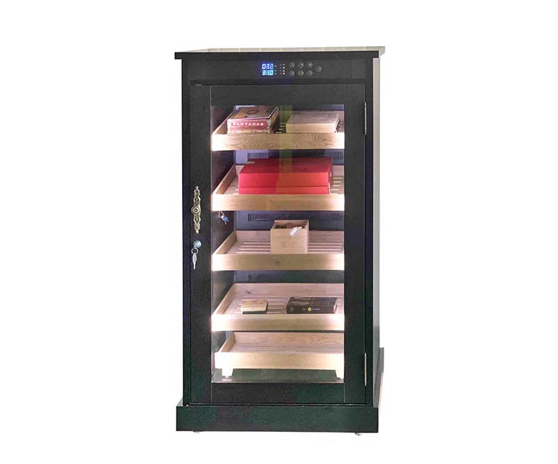 All-In-One Space-Saving Refrigerated Cigar Storage Cabinet And Wine Cooler
