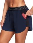 Brief Elastic Waistband Women'S Sports Shorts Womens Biker Shorts Side Pockets