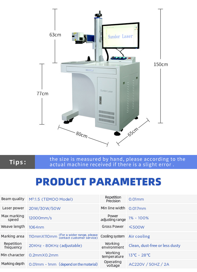 Raycus 3D Dynamic Fiber Laser Marking Machine Sundor 60W Printing Machine For Metal
