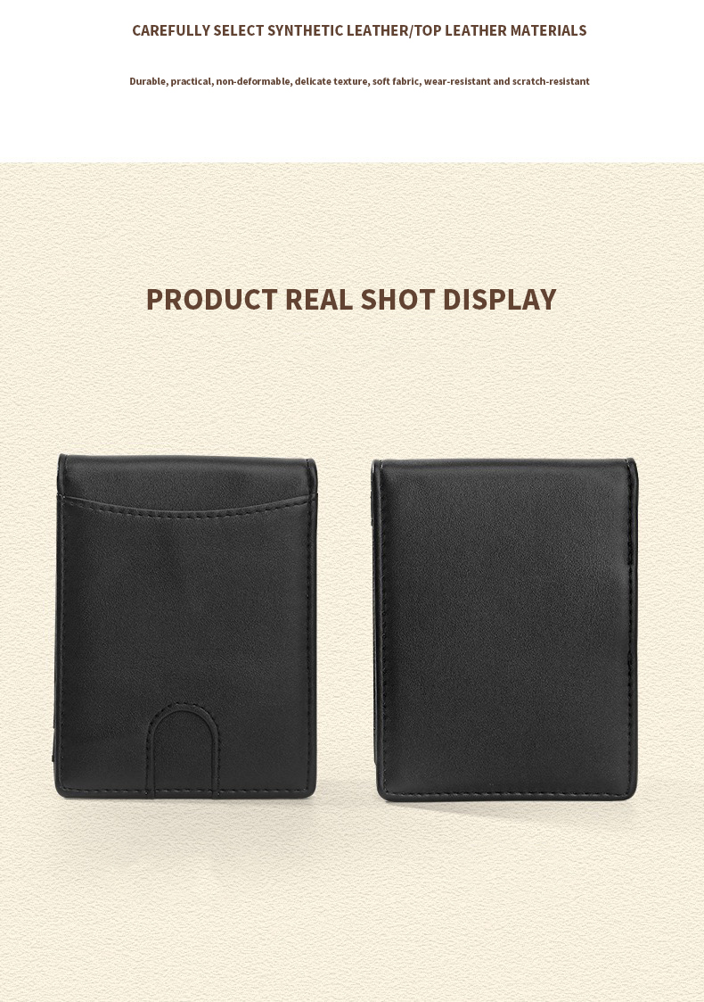 Short Genuine Leather Wallets Mens RFID Blocking Money Clips Wallet Short Wallet Length