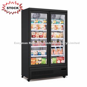 Quality Commercial Double Door Freezer Glass Door Upright Ice Cream Freezer Showcase with CE wholesale