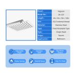 Mirror Effect Square Rain Shower Head , 360 Degree Rotation Waterfall Shower