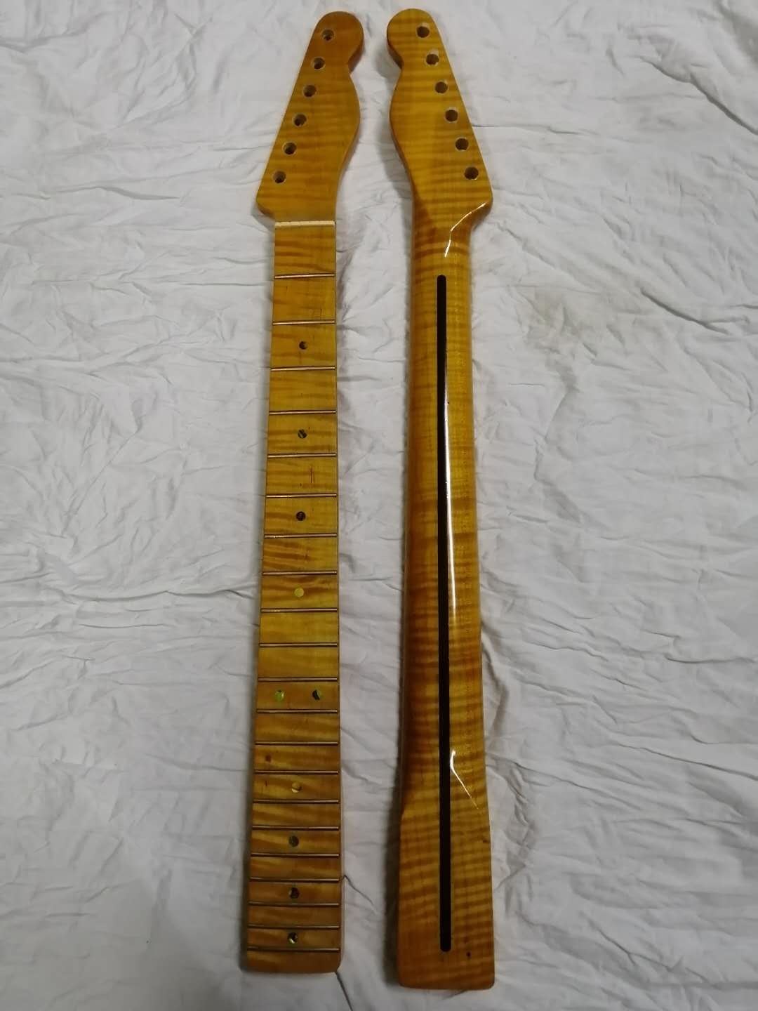Custom Grand 22 Fret Roasted Maple Electric Guitar Neck for Handmade Tele Guitar Kits Gloss Finished with Bone Nut