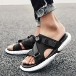 Knitting Fabric Mens Open Sandals , Anti Slip Casual Slippers For Mens