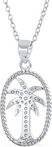 Quality Nautical Pave Cubic Zirconia CZ Tropical Beach Vacation Palm Tree Necklace Pendant Anklet For Women Yellow 14K Gold Plat wholesale