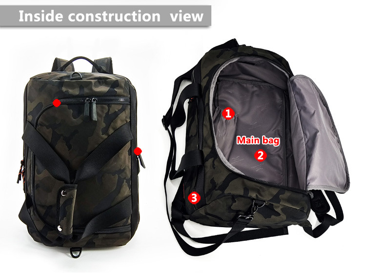 3 In 1 Nylon Duffel Bag Backpack 40L Convertible For Gym Outdoor