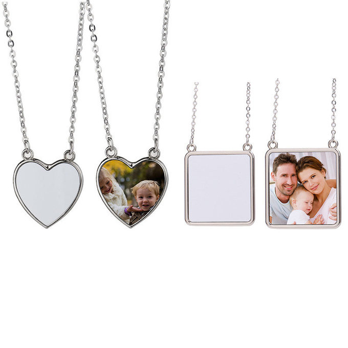 Sublimation Printing Personalized Gift DIY Square Sublimation Blank Necklace For Woman Man