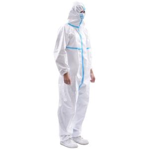 Quality Hospital Disposable Ppe Gowns Medical Coveralls White With Blue Tape wholesale