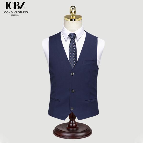 Dark Blue Single-Breasted Suit Vest for Professional Formal Occasions and