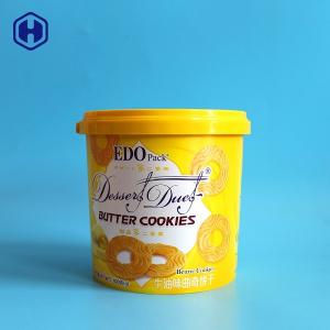 Quality Cream Biscuit IML Bucket Customize Yellow Empty Plastic Cylinder Container wholesale