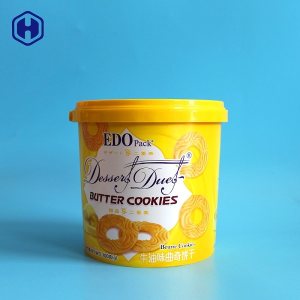 Thin Wall Round Plastic Cookie Containers 84OZ 400G With Single Handle