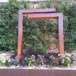 Outdoor L Shaped Corten Steel Water Feature waterfall With LED Light
