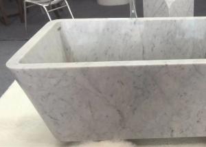 Quality Customized Natural Stone Tub , White Marble Bath With Grey Veins wholesale