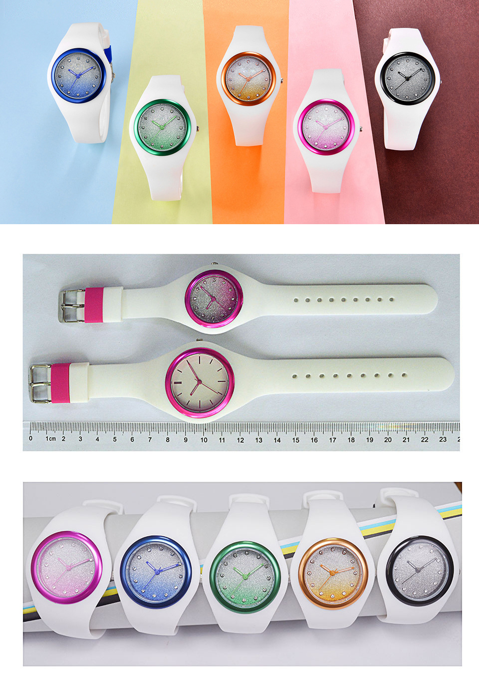 Women Jewelry ,OEM Ladies Quartz Analog Watch , Costomized Design Silicone Band Wrist Watch