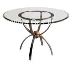 Stainless Steel Leg Round Commercial Restaurant Tables Modern Glass Top