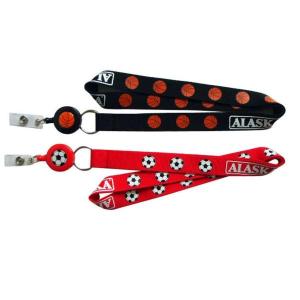 Quality Sports team logo printed lanyard with retractable badge pull reel, cheerleading lanyards, wholesale