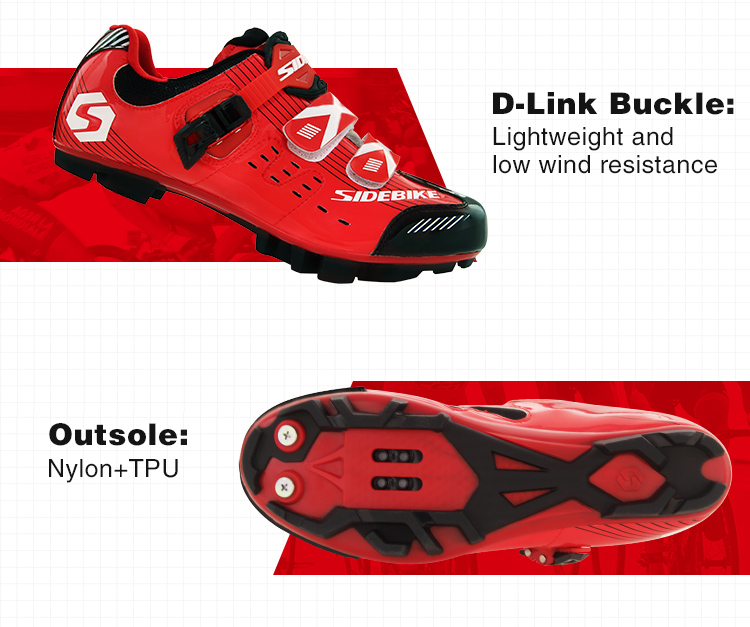 Custom Waterproof Cycling Footwear , Waterproof Flat MTB Shoes Red Color