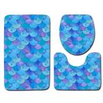 Fish Scale Bathroom Toilet Mat Set Non Slip 3 Piece Bath Mat