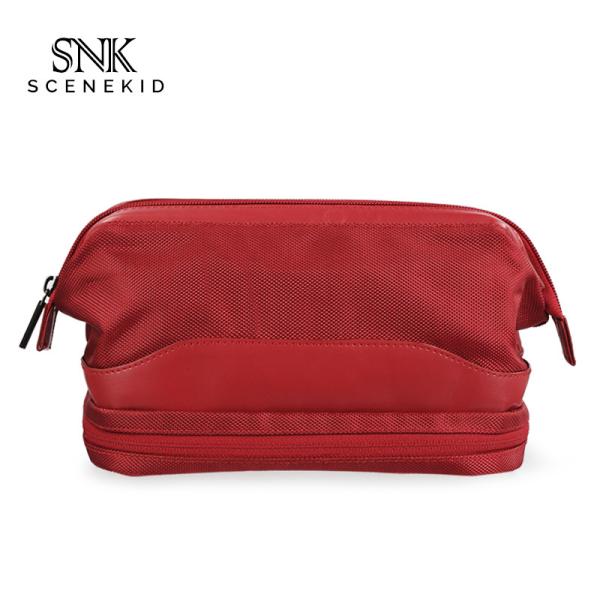 Cheap Double Zipper Travel Men PU Polyester Cosmetic Bag for sale