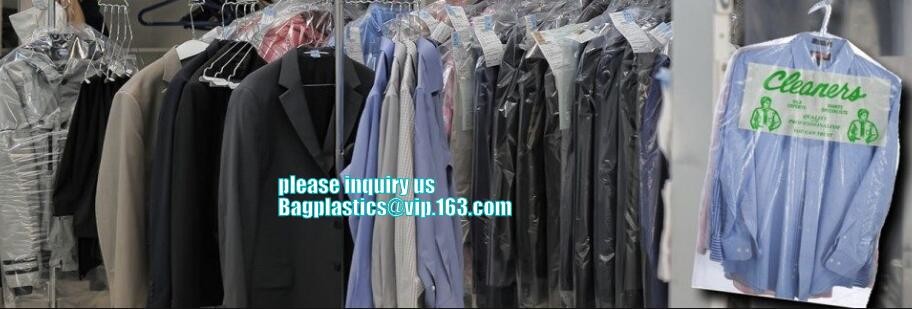 commercial clear pe ldpe poly hotel laundry roll up suit garment packaging dry cleaning cover plastic polythene bag for