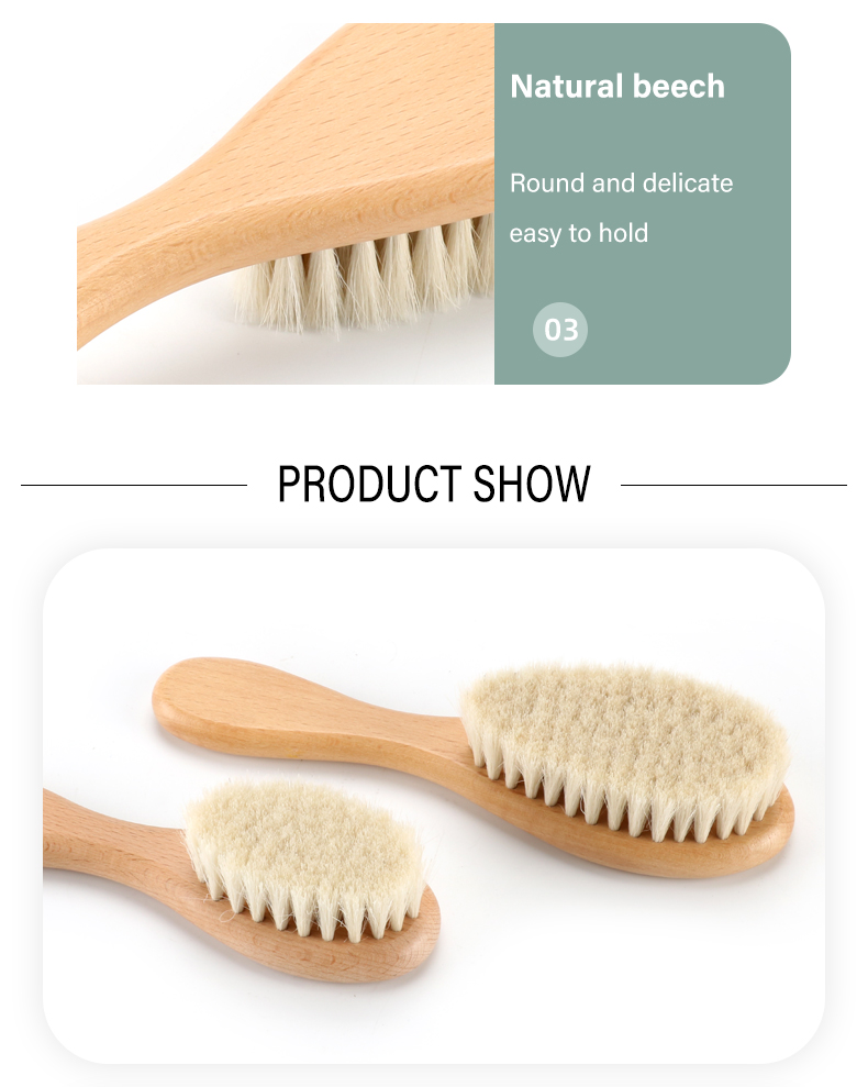Modern Goat Bristle Brush Wooden Baby Brush And Comb Set For Newborns