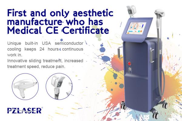 Wavelength 808nm Diode Laser Hair Removal Machine 20Hz Frequency With Double