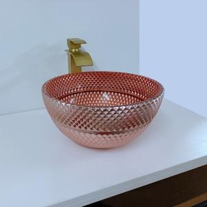 Quality Shinning Glass Rose Gold Vessel Sink Square Above Counter Electroplated wholesale