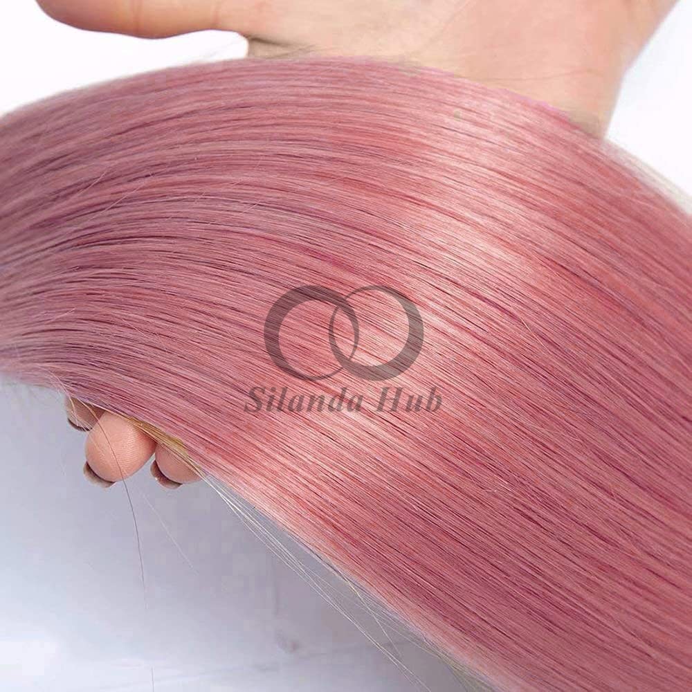 #T1B/Pink Straight Remy Human Hair Bundles Sew In Weave Bundles Brazilian Bundle Deals