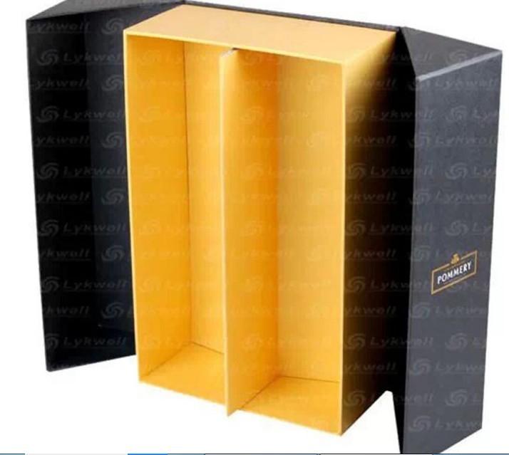 two bottle wine packaging box middle opened-door liquor gift box brandy paper box whiskey pack box