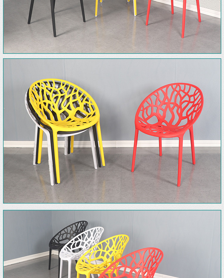 PP Plastic Stackable Dining Room Chairs Modern Leisure Garden 45x48x80cm
