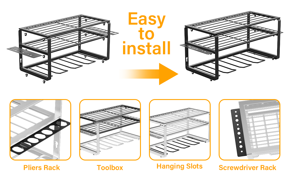 Metal Utility Storage Rack Wall Mounted Heavy Duty 3 Layers 410*200*230mm 2mm Thickness