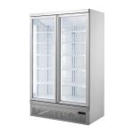 Plug In Double Swing Upright Glass Door Fridge Drinks Display Fridge For
