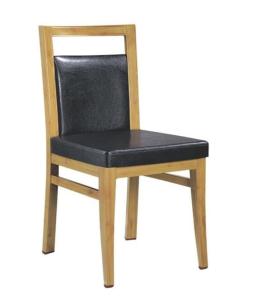 Quality black PU wood imitation square tube aluminium restaurant chair wholesale