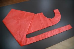 Quality Single Use Red Disposable PE Apron , Polythene Disposable Paint Aprons For Adult wholesale