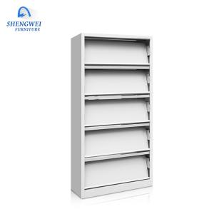 Quality School Library Knocked Down Bookshelf Magazine Steel Shelf Rack wholesale