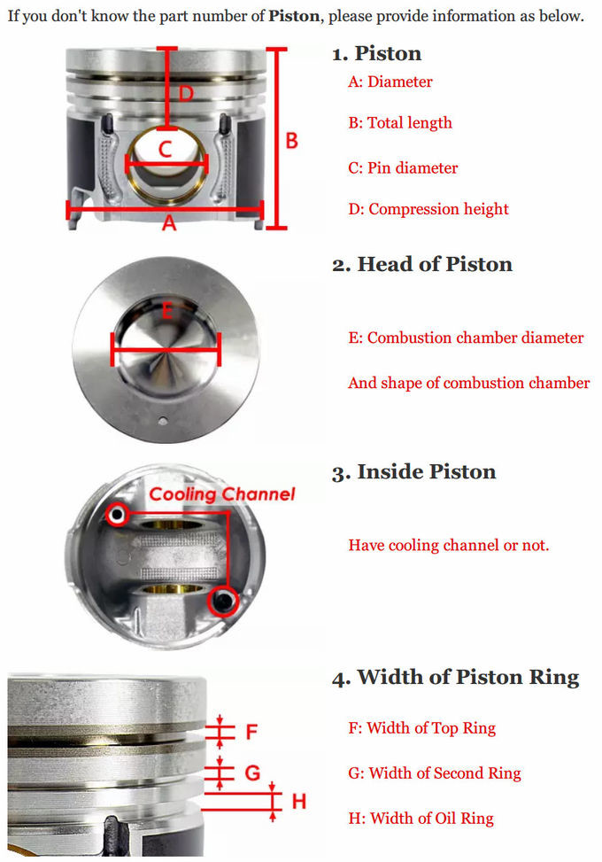 Piston Engine Piston Liner Kit HINO 13216-1272A For Engine EL100